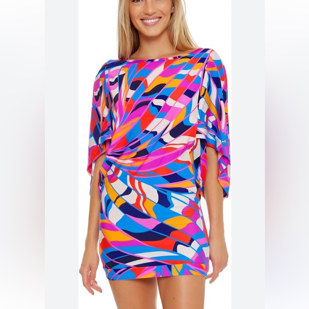 *NWT* TRINA TURK PRINTED RIO TUNIC DRESS COVERUP LARGE - Picture 1 of 8